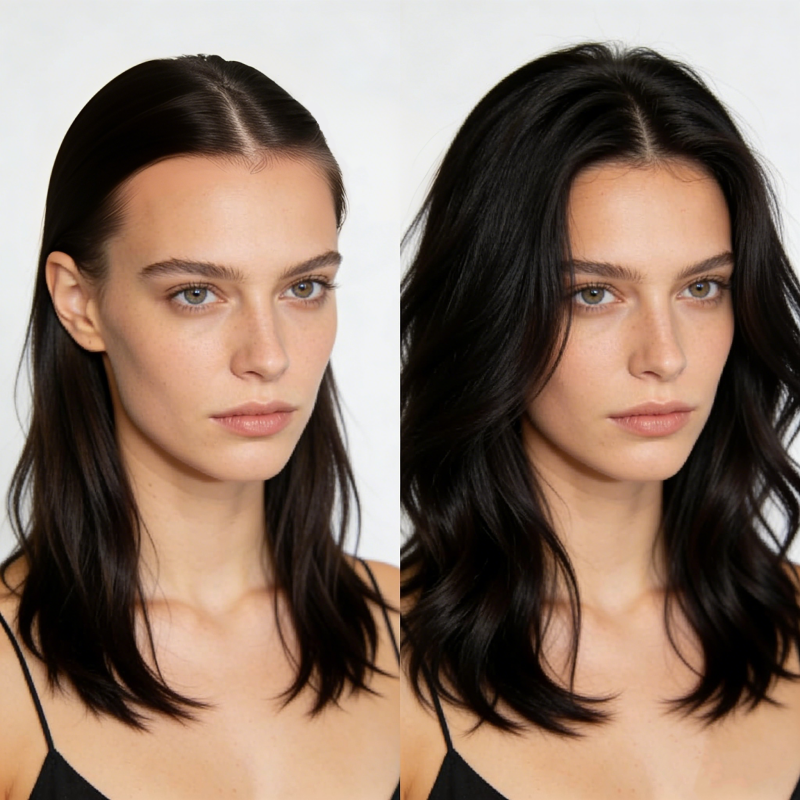 Before and After Hair Extensions for Thin Hair on Top