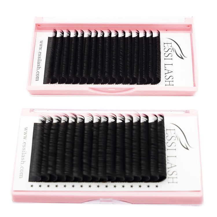 Professional ESSI Low MOQ Best Circle Round D Curl Packaging Eyelash Extension  Easy Fanning Lashes For Small Eyes